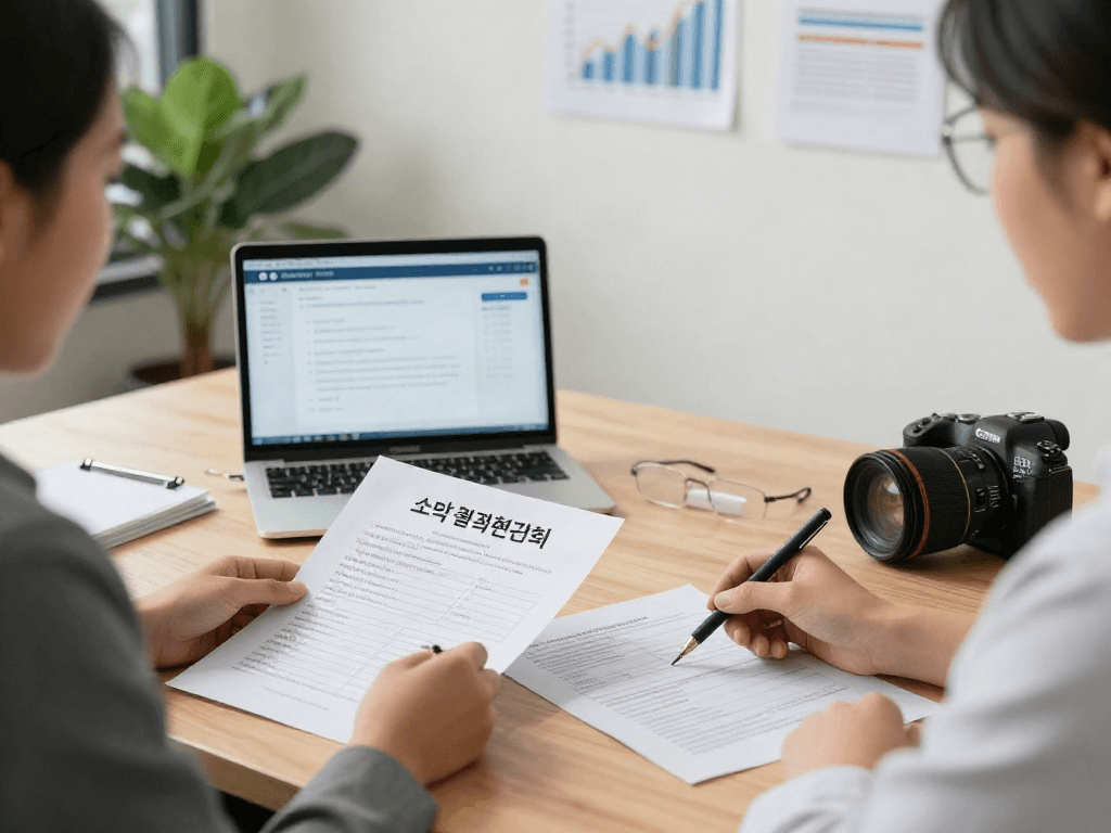 소액결제현금화 과정에서 금융 상담사가 고객에게 설명하는 장면, 현대적인 사무실에서 전문성과 신뢰감을 전달합니다.