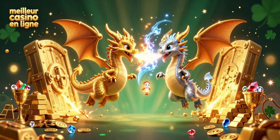 Jouez aux jeux eux-mêmes dans le meilleur casino en ligne avec des dragons fantastiques entourés de trésors étincelants.