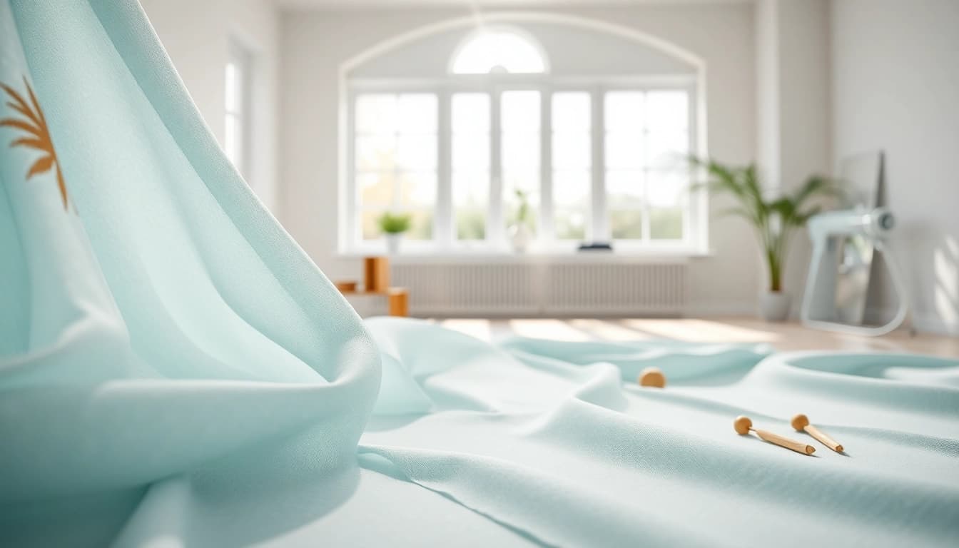 Een prachtige close-up van hydrofiel katoen met zachte textuur en delicate patronen, perfect voor babykleding.