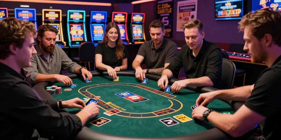 Exciting scene of casinos that accept credit cards with players engaging in popular games, showcasing vibrant promotions and an energetic atmosphere.