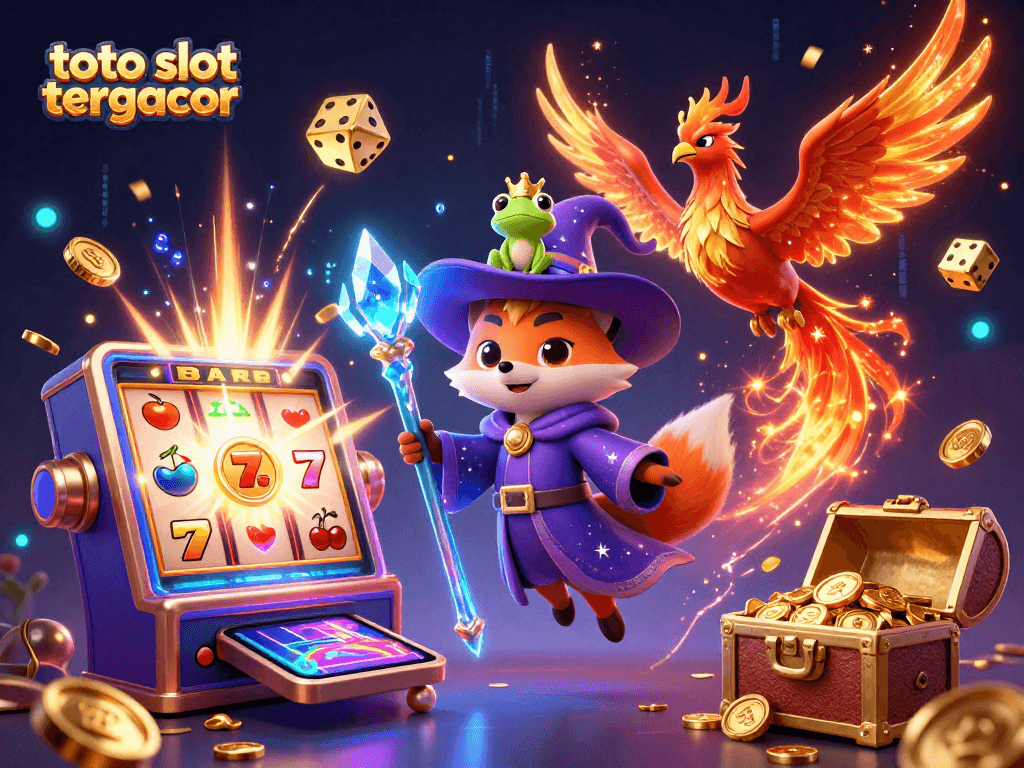 Engage with the thrilling experience of toto slot tergacor, featuring dynamic 3D elements and exciting casino imagery.