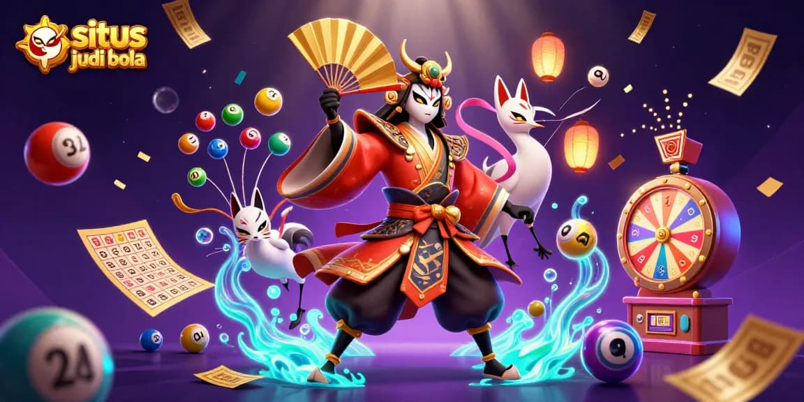 Engage in situs judi bola with vibrant 3D illustration showcasing thrilling lottery elements.