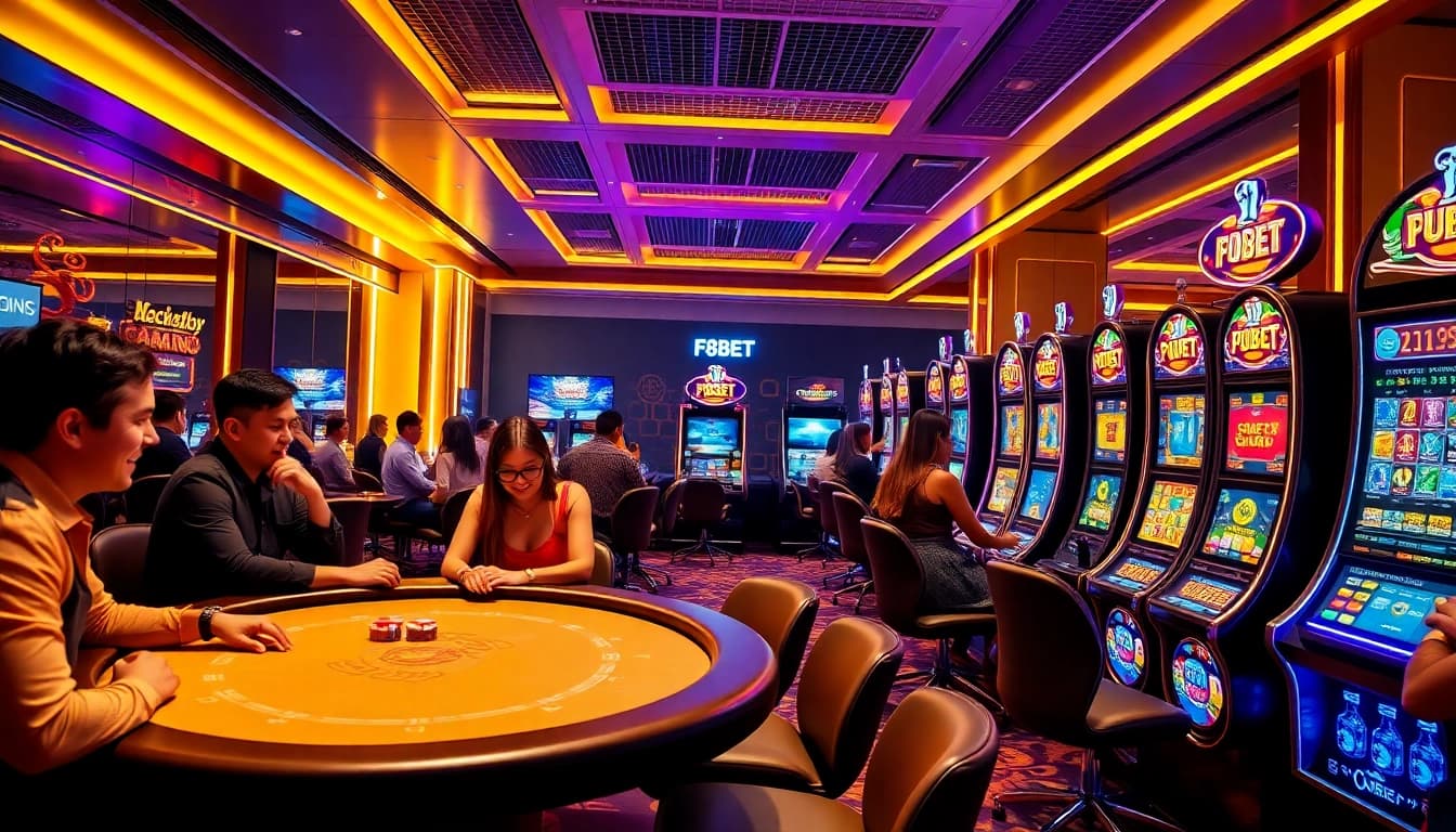 Exciting casino atmosphere at F8BET with players engaged in games.
