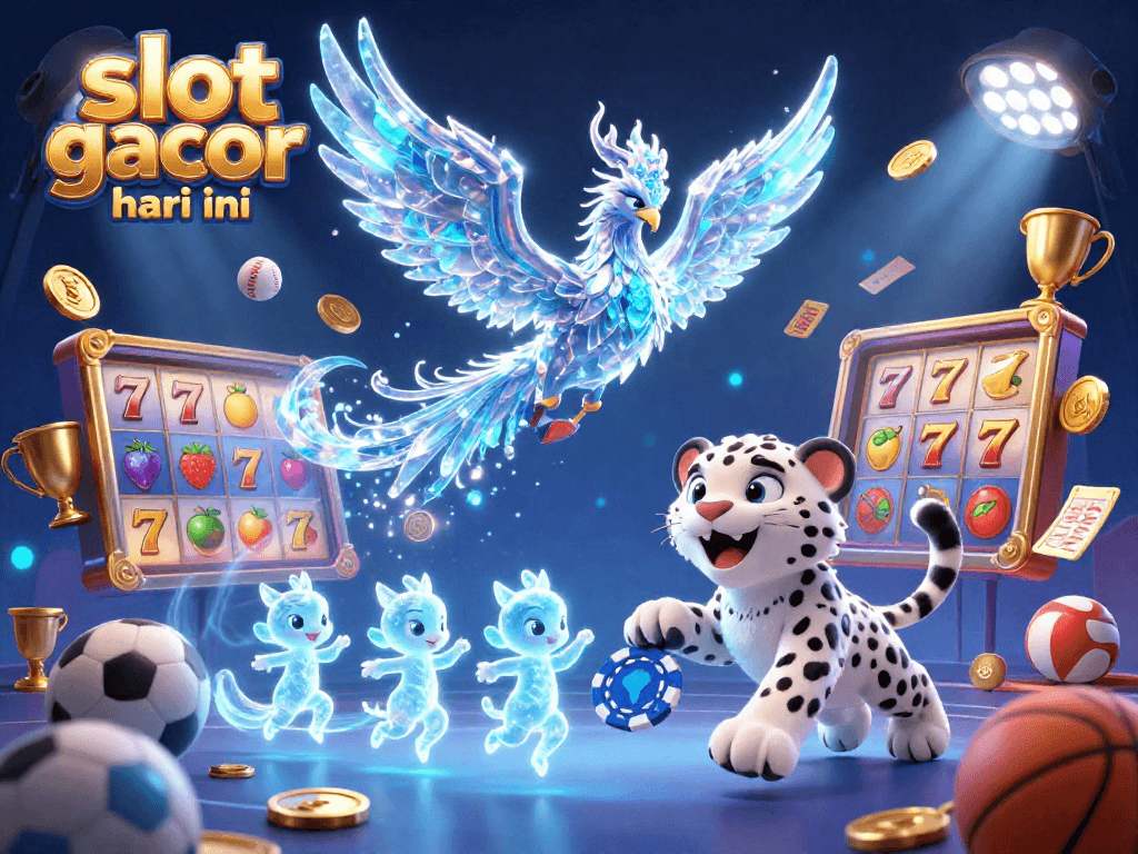 Engage with slot gacor hari ini through an animated scene showcasing winning slots, vibrant graphics, and lively casino elements.