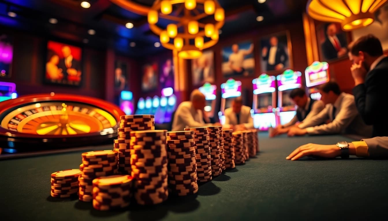 Players strategize at a luxurious poker table, with 'rebahin film' posters subtly enhancing the gambling excitement.