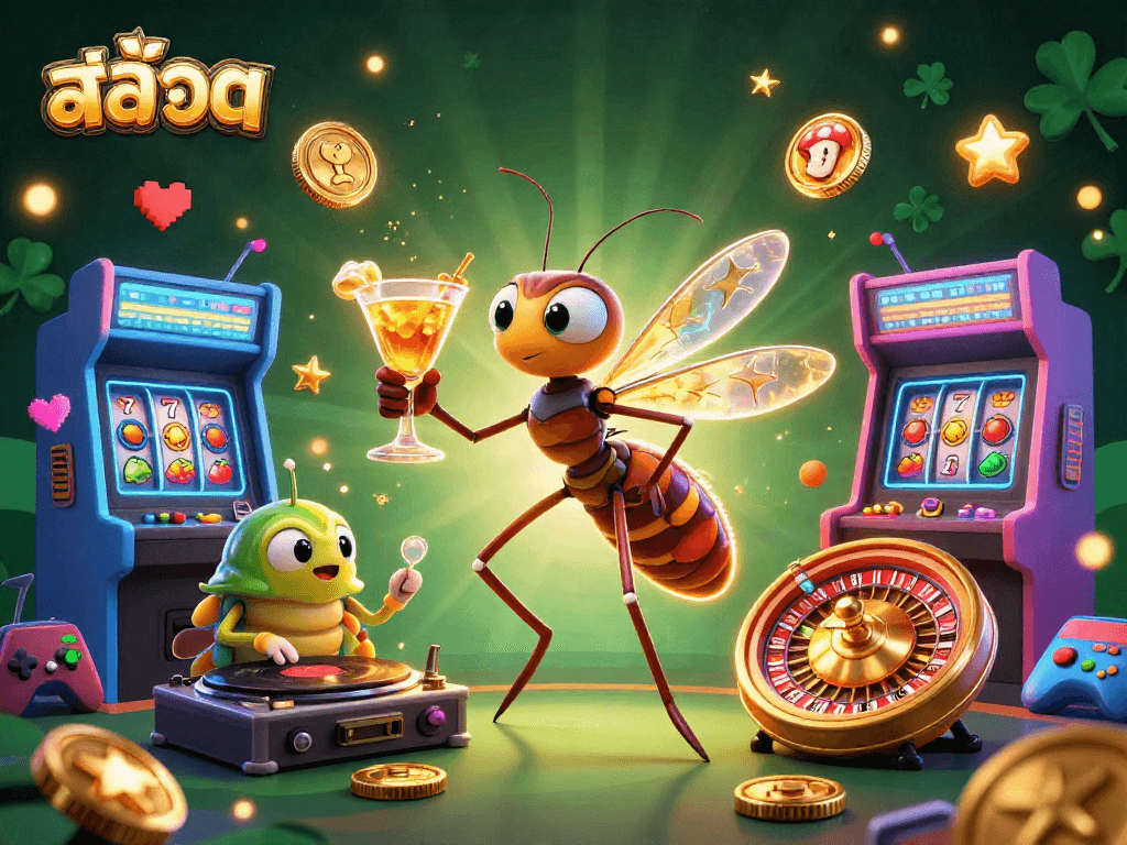 Engage with vibrant สล็อต-themed casino action featuring a lively mascot, dynamic scene, and slot elements.