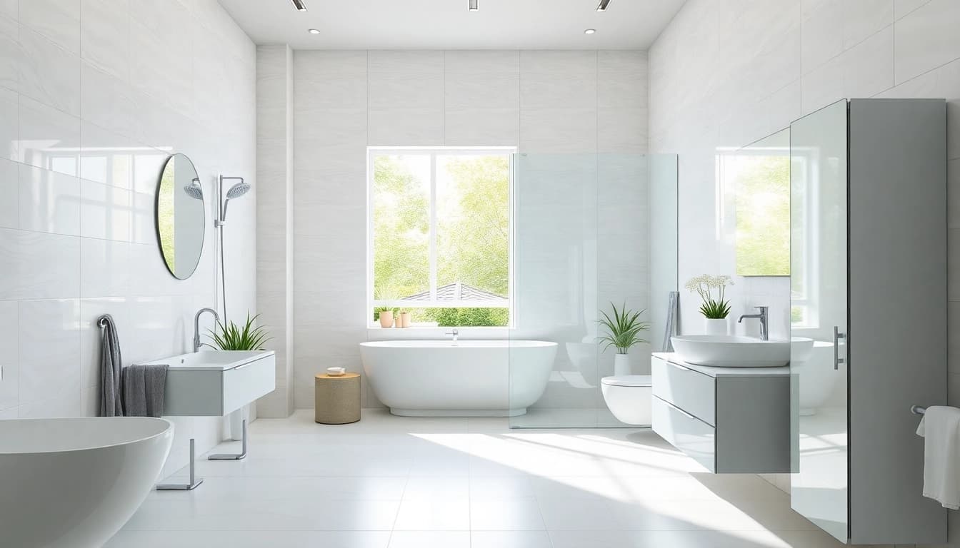 Zeigen Sie die modernen Badezimmerprodukte von sonni sanitär GmbH in einem stilvollen Rahmen.