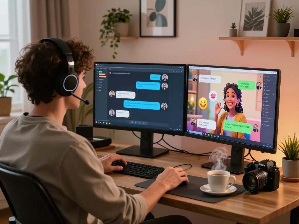 Immersive NSFW chat experience with engaging AI characters in a cozy virtual setup.