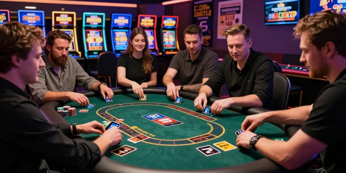 Exciting scene of casinos that accept credit cards with players engaging in popular games, showcasing vibrant promotions and an energetic atmosphere.
