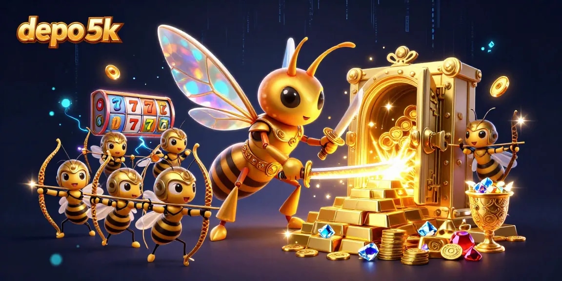 Engage with the magical world of depo 5k as the golden hornet illustrates dynamic slot gaming action.