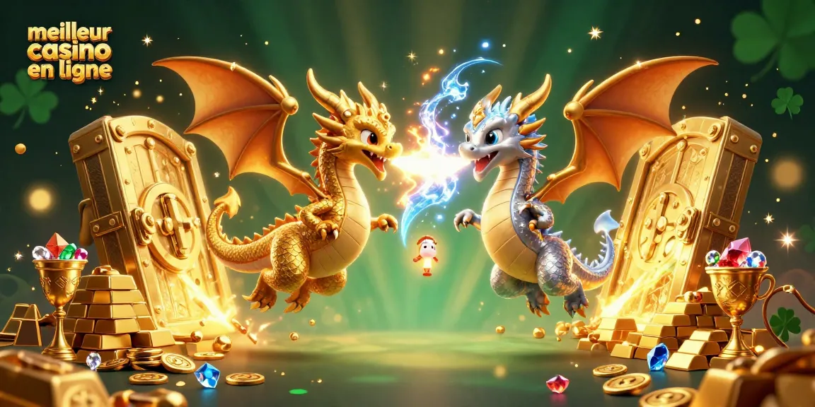 Jouez aux jeux eux-mêmes dans le meilleur casino en ligne avec des dragons fantastiques entourés de trésors étincelants.