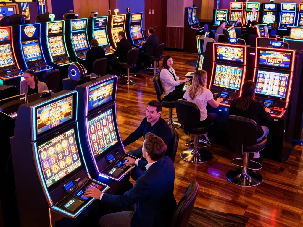 Winning excitement at a slot bet 50 amidst vibrant casino slot machines