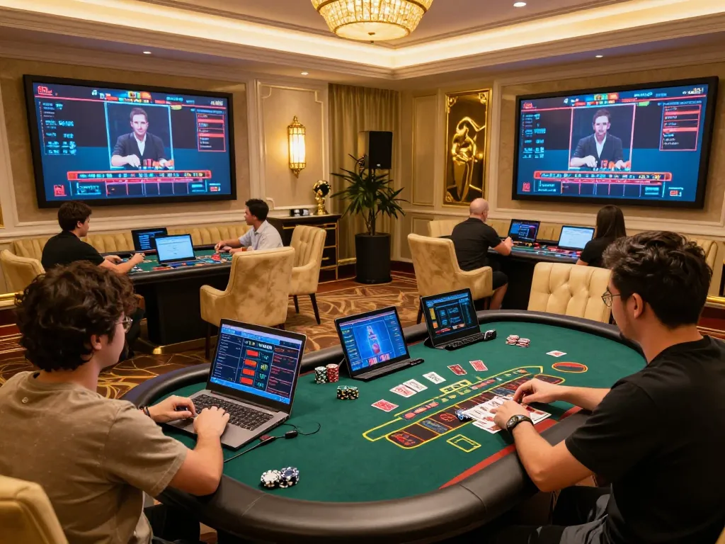Players engaging with TG88 online casino table games, showcasing luxurious settings and dynamic gameplay.