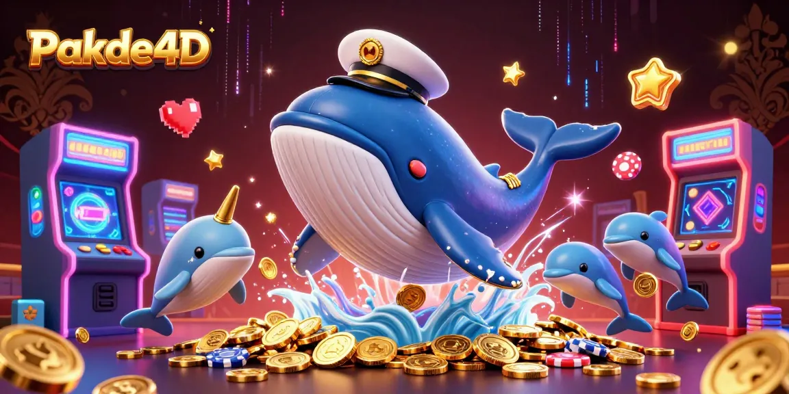 Experience gaming excitement with Pakde4D as a whale and friends engage in casino fun.