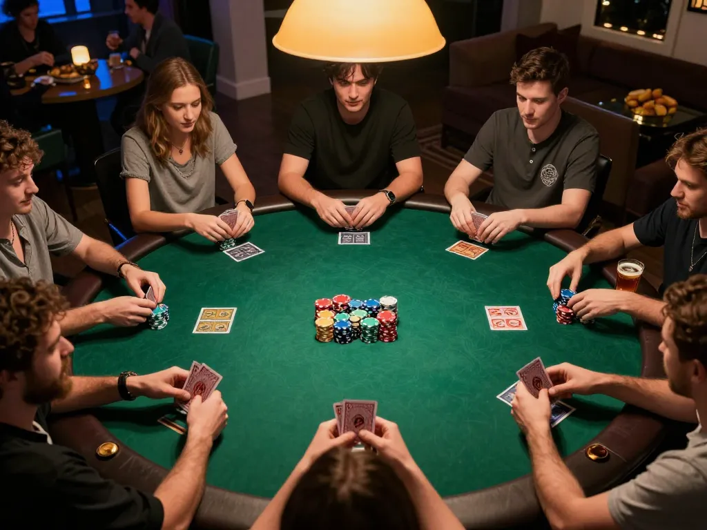 Players enjoying a poker game at B52 club, capturing the excitement of competitive gambling and social interaction.