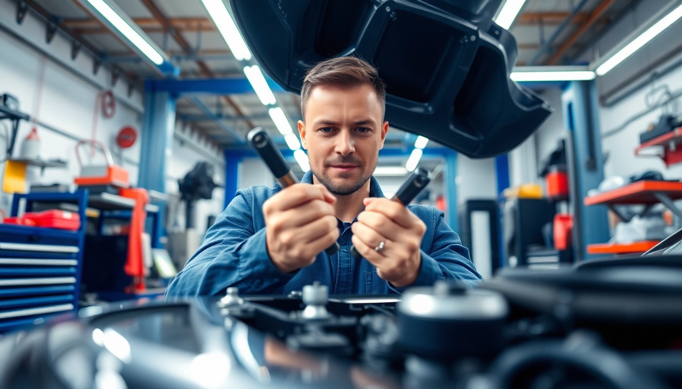 Assessing a mechanical breakdown coverage alternative with a car mechanic in a professional garage.