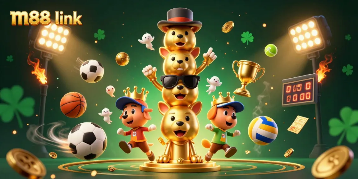 Engage with vibrant m88 link betting animation featuring spirited characters and dynamic sports elements.