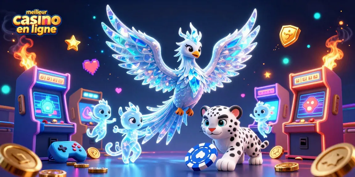 Découvrez le meilleur casino en ligne avec des personnages dynamiques dans une illustration 3D illuminée.