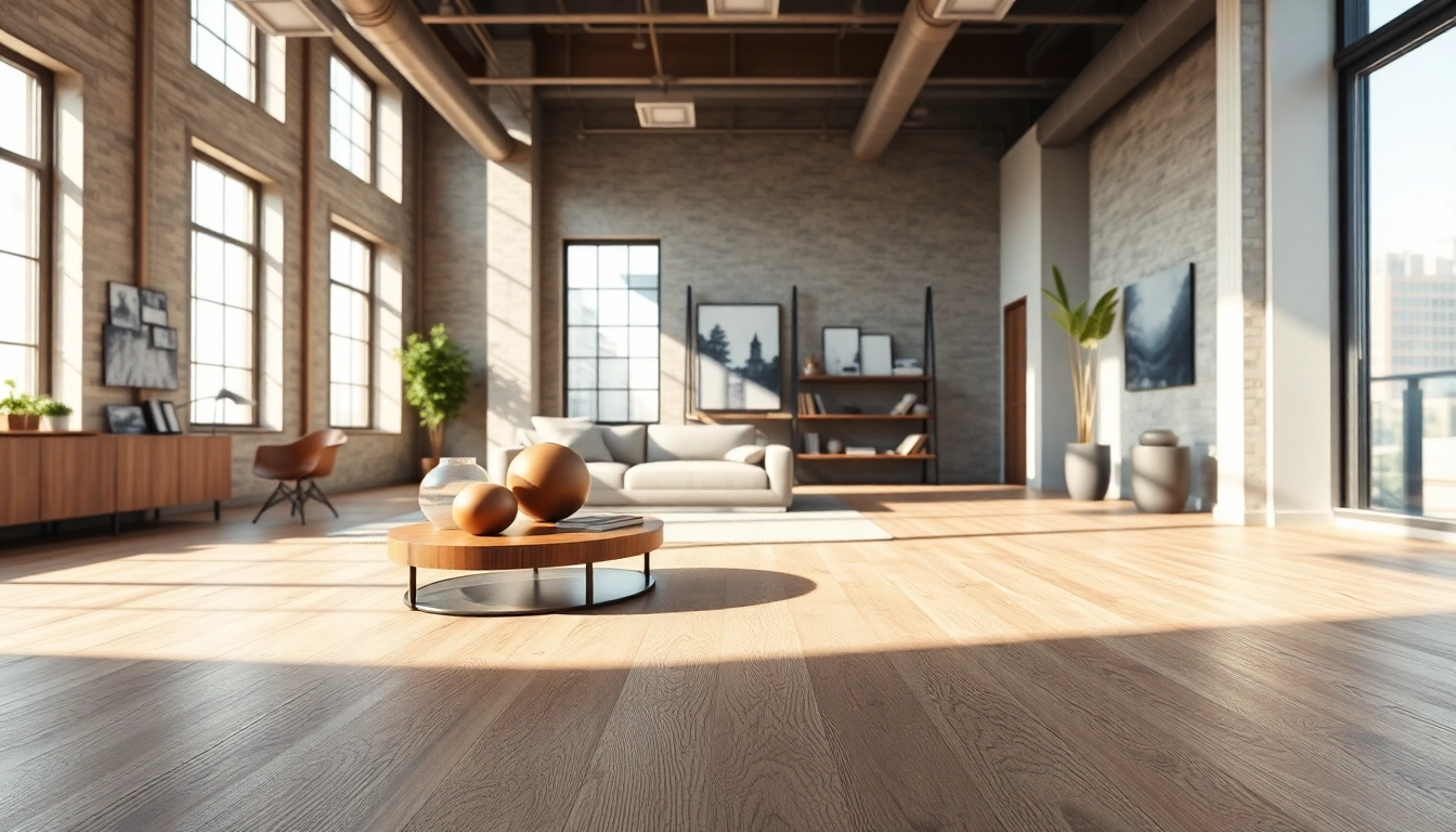Stylish urban loft with luxury vinyl flooring, showcasing elegance and modern decor.