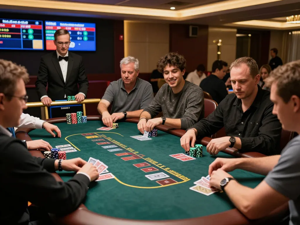 DABET players engaging in a thrilling blackjack game at an elegant live casino