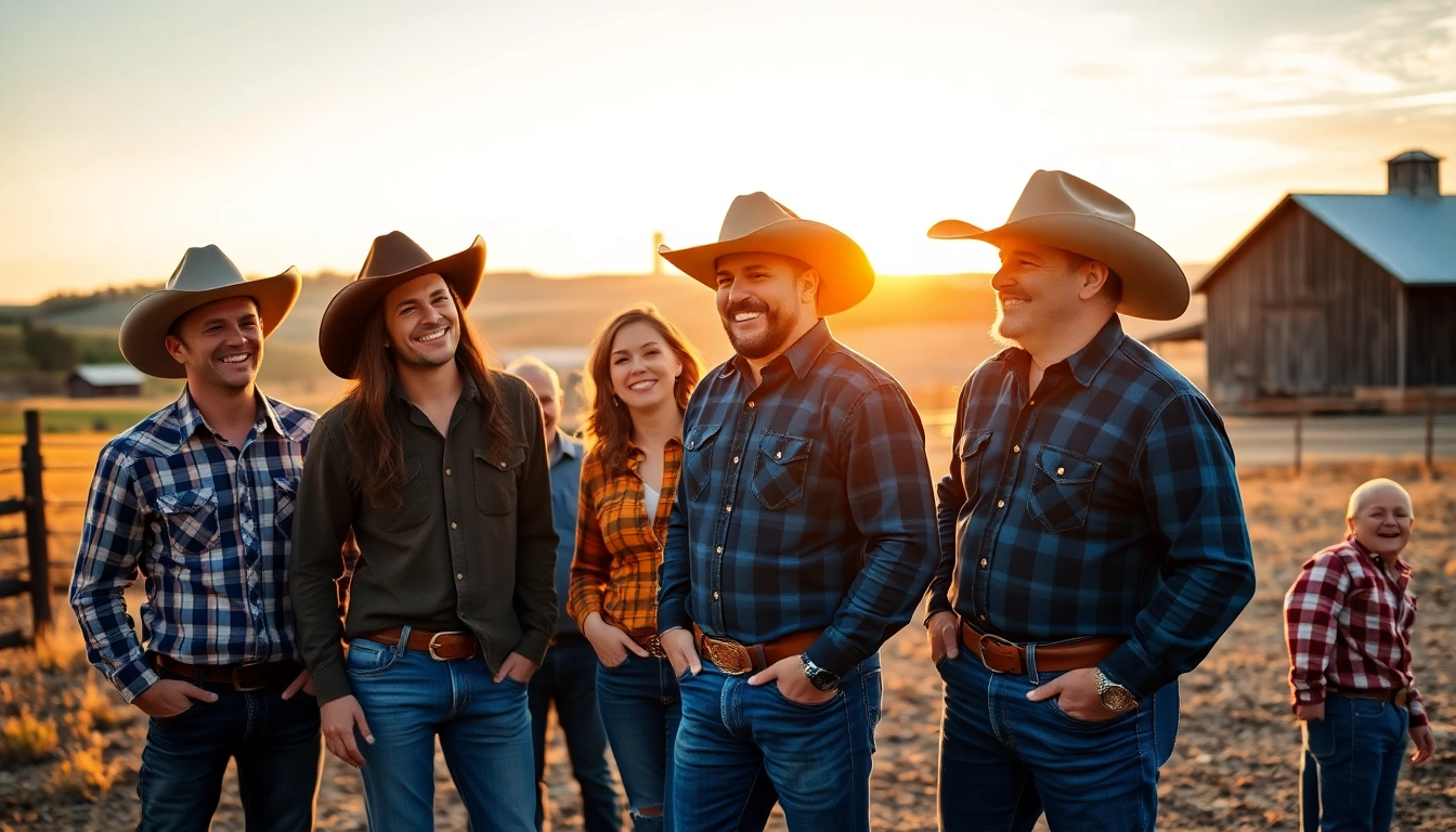 People enjoying outdoor activities in cowboy shirts Canada, showcasing style and comfort.