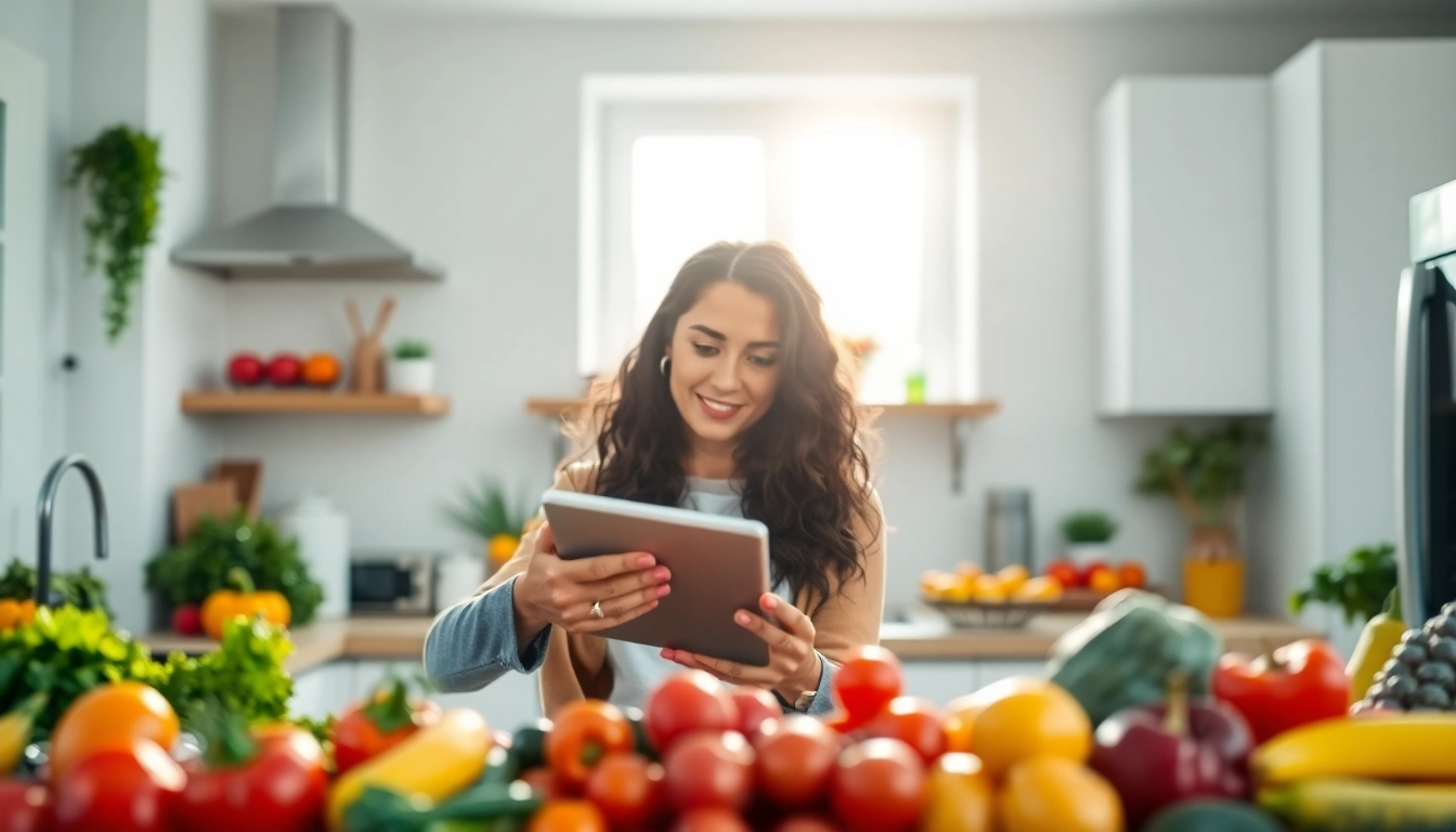 Nutritionist helping clients overcome weight loss plateau with vibrant fruits and vegetables.