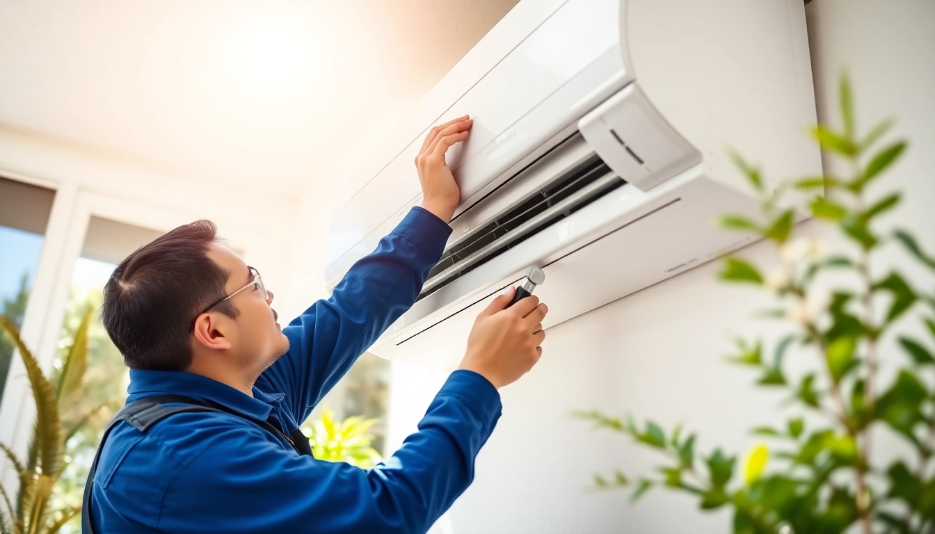 HVAC company canada technician servicing an air conditioning unit in a residential setting.
