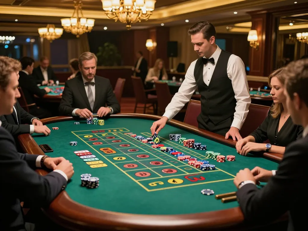 Experience thrilling roulette gameplay at tg88.cash, featuring vibrant chips and a captivating croupier.