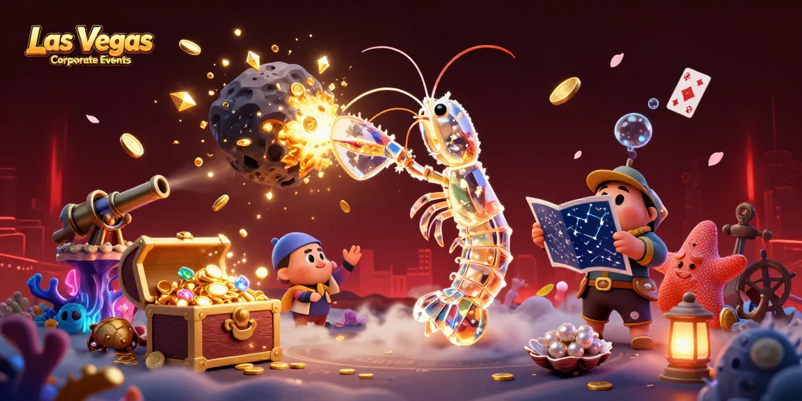 Engage in Las Vegas Corporate Events with a dynamic illustration showcasing thrilling gambling elements.