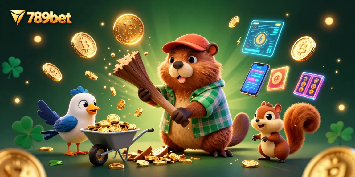 Spin the slots with 789bet as a lumberjack beaver rains coins with playful companions.