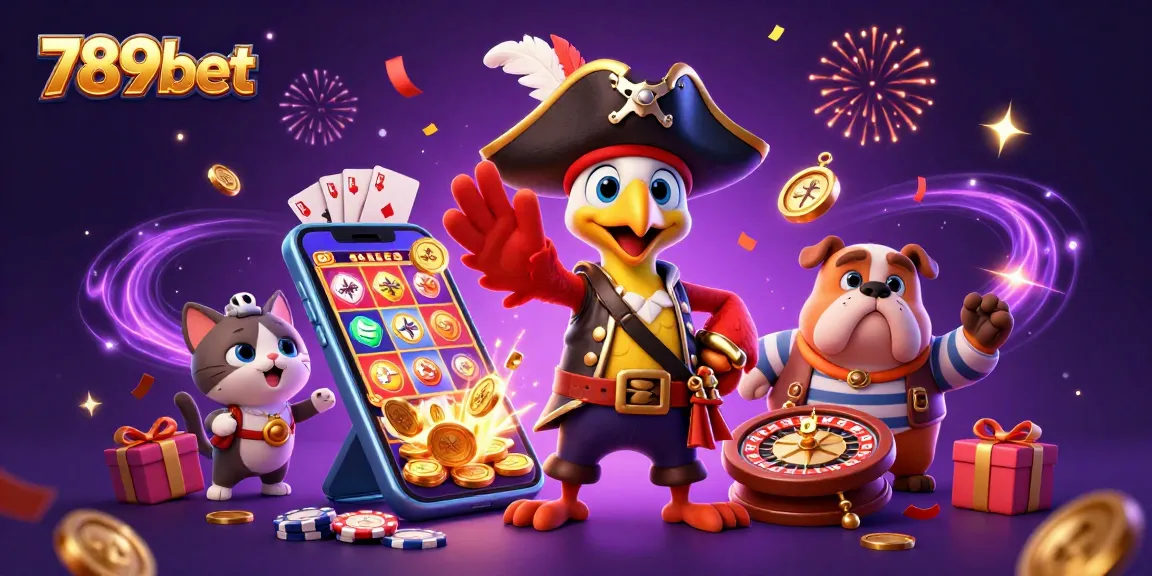 Experience thrilling gaming with 789bet in this vibrant casino illustration featuring engaging slot games and exciting characters.