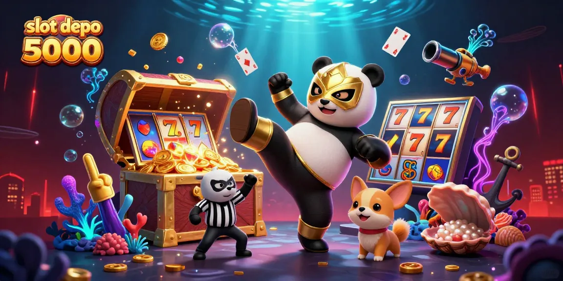Experience the excitement of slot depo 5000 with a dynamic 3D illustration featuring thrilling casino elements.