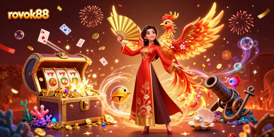 Play exciting slot games with rokok88 at a vibrant casino scene, showcasing dynamic visuals and engaging elements.