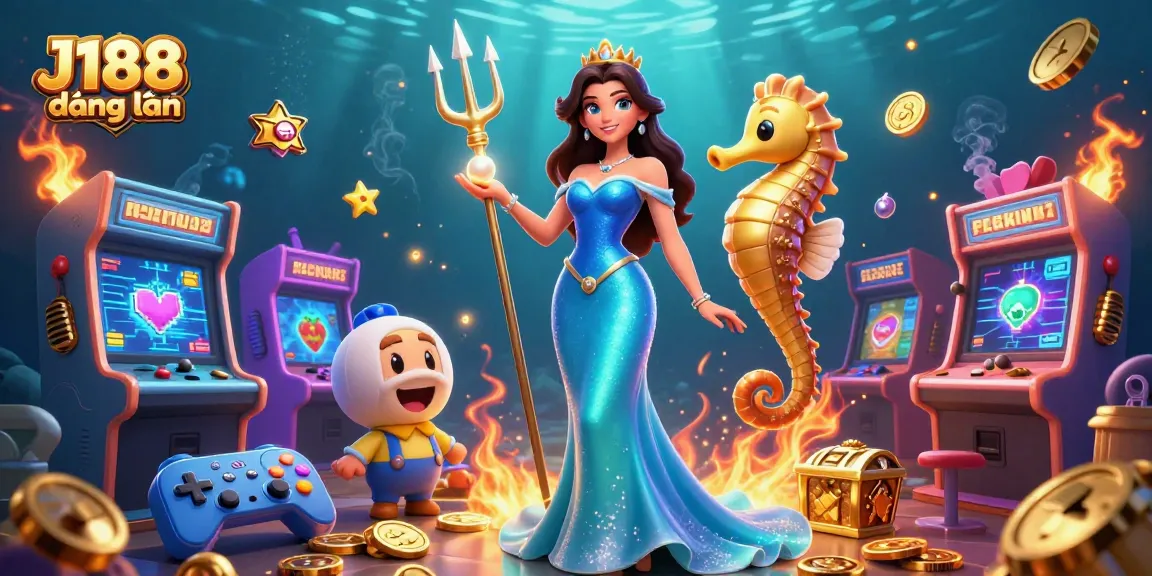 Experience thrilling gameplay with J188 đăng nhập, featuring a vibrant underwater casino environment with glowing treasures.