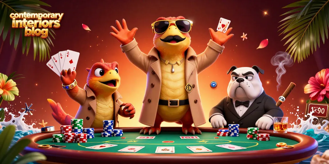 Engage in thrilling gameplay at the contemporary interiors blog featuring humorous raptors in a casino scene.
