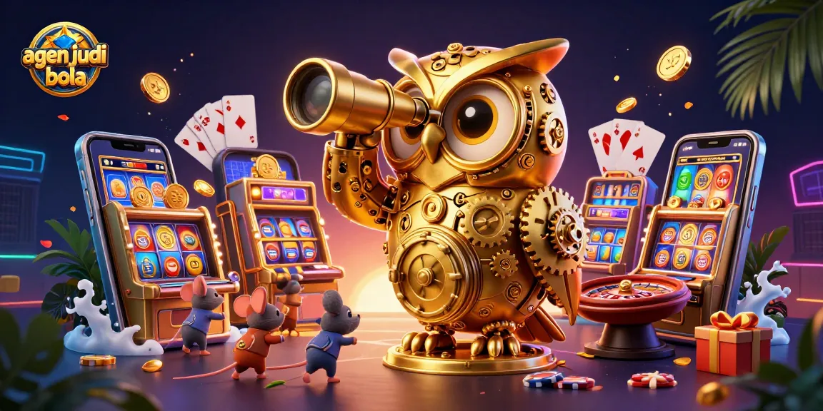 Experience the vibrant world of agen judi bola with animated characters and casino elements in a dynamic setting.