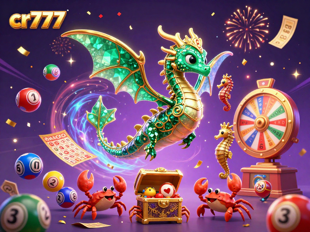 Memenangkan jackpot di cr777 dengan ilustrasi kasino yang meriah dan penuh aksi.
