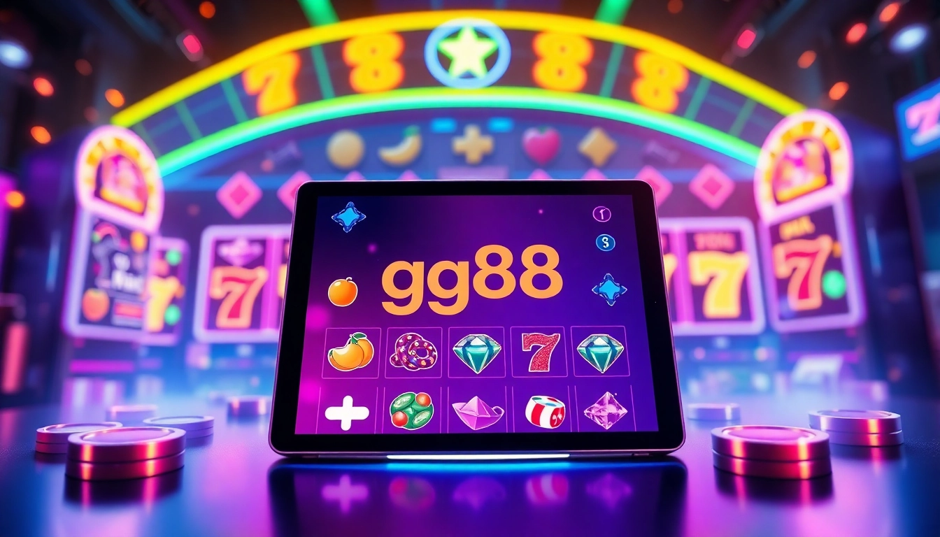Exciting gg88 slot game interface showcasing modern slot machine elements in vibrant colors.