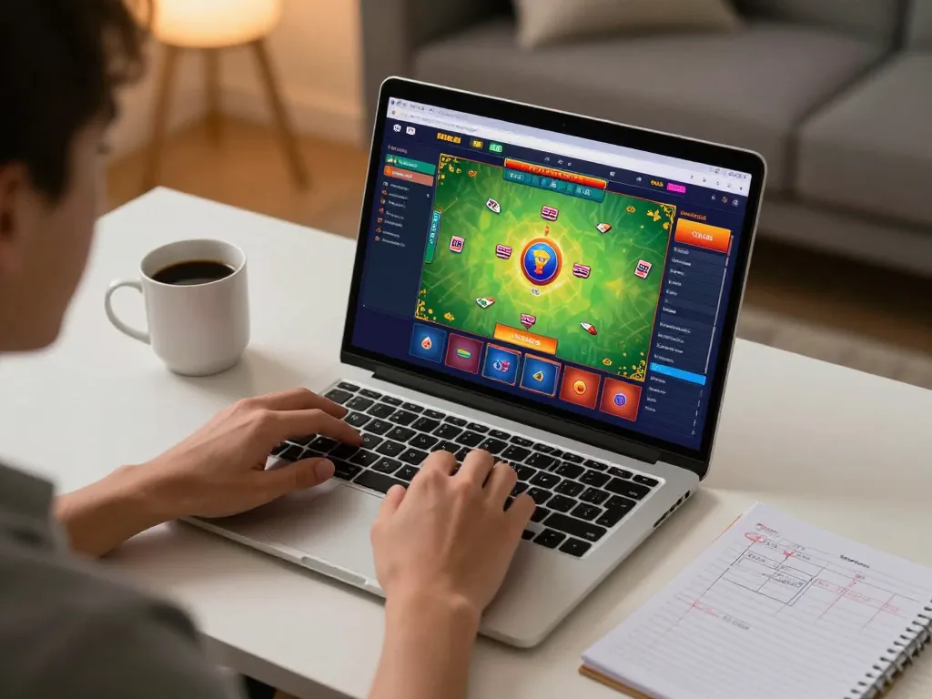 Engaging gameplay experience with TOGEL88 on a laptop, showcasing strategic online betting