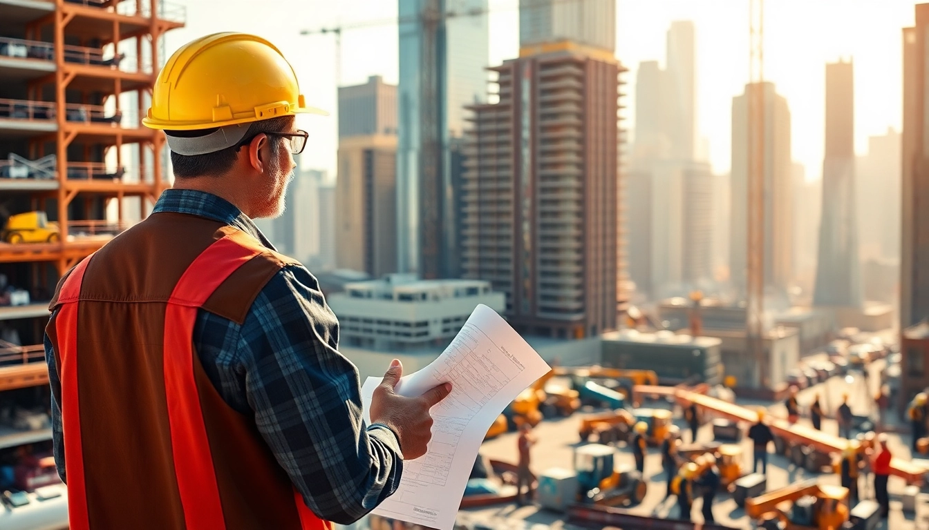Manhattan Construction Manager leading a team at a dynamic construction site.