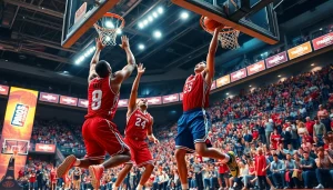 nba중계에서 펼쳐지는 농구 경기의 흥미진진한 순간을 포착한 장면