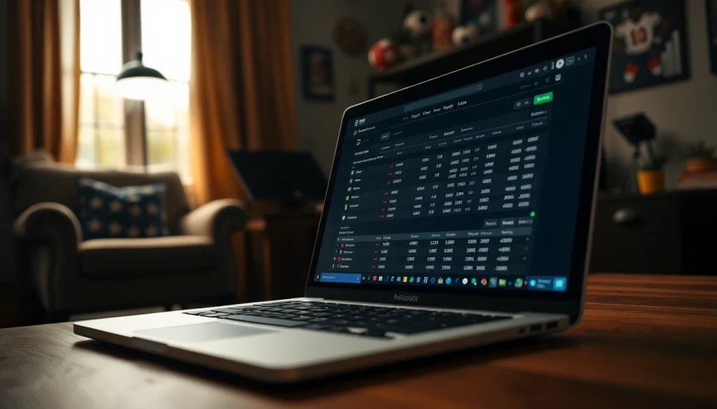 Engaging view of sports betting sites India displayed on a laptop in a cozy home office.