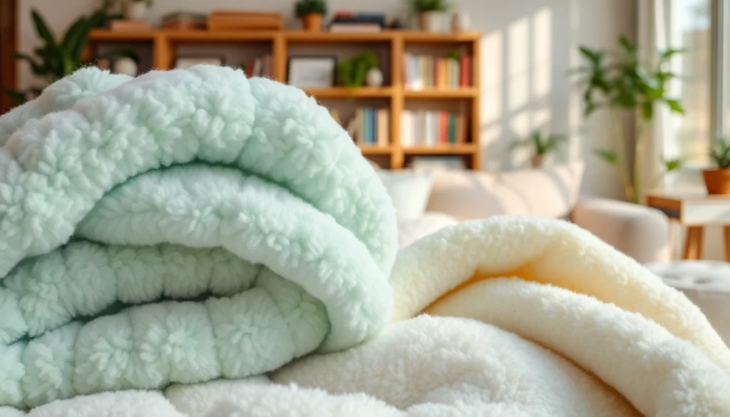 Fleece stof met zachte texturen in een gezellige binnenhuisomgeving.