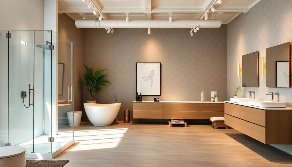 Die schönen Badezimmerprodukte der sonni sanitär GmbH in einem modernen Showroom.