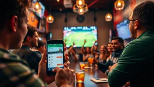 Engaged fans placing bets on sports betting Mexico in a lively bar environment.