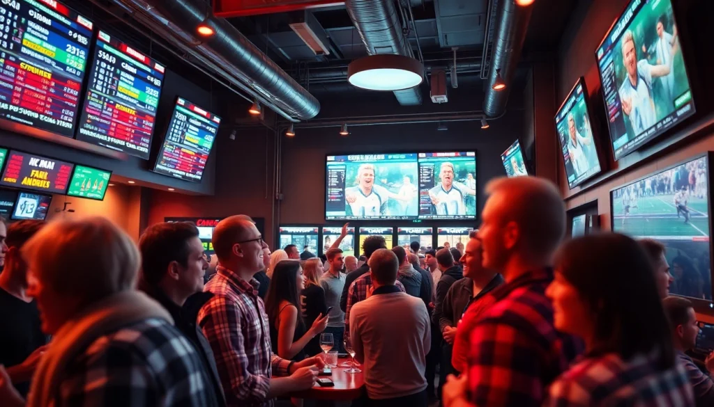 Engage with online sports betting Canada in an exciting sports bar atmosphere.