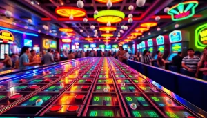 Permainan slot plinko dengan bola-bola berwarna yang jatuh dan menghasilkan kemenangan besar.