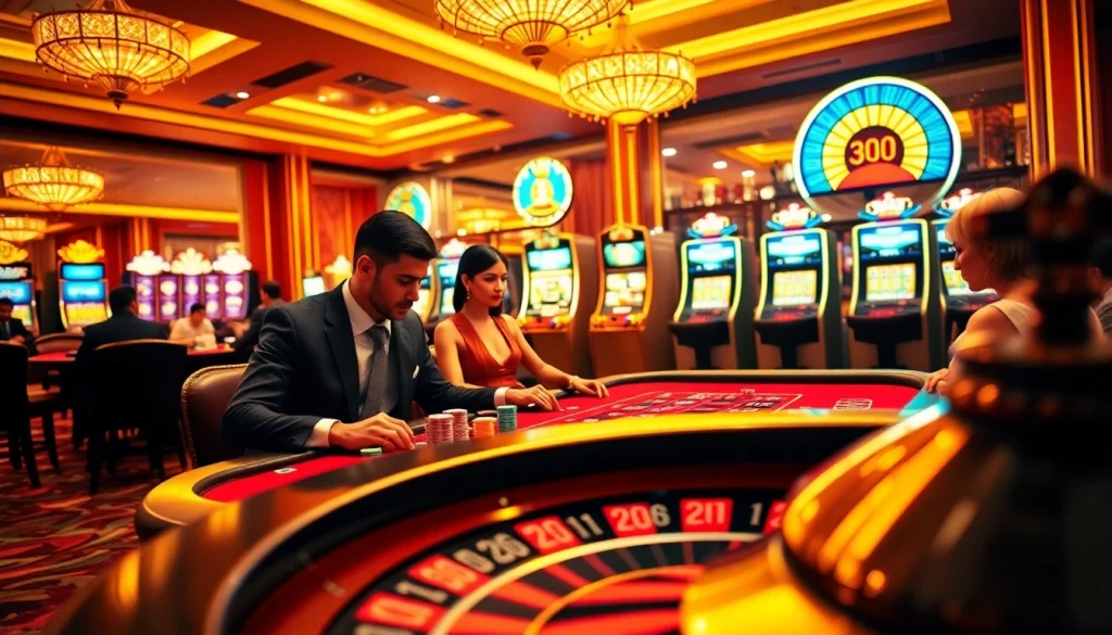 Experience the thrill of betting at say88's vibrant casino tables with colorful chips and a spinning roulette wheel.