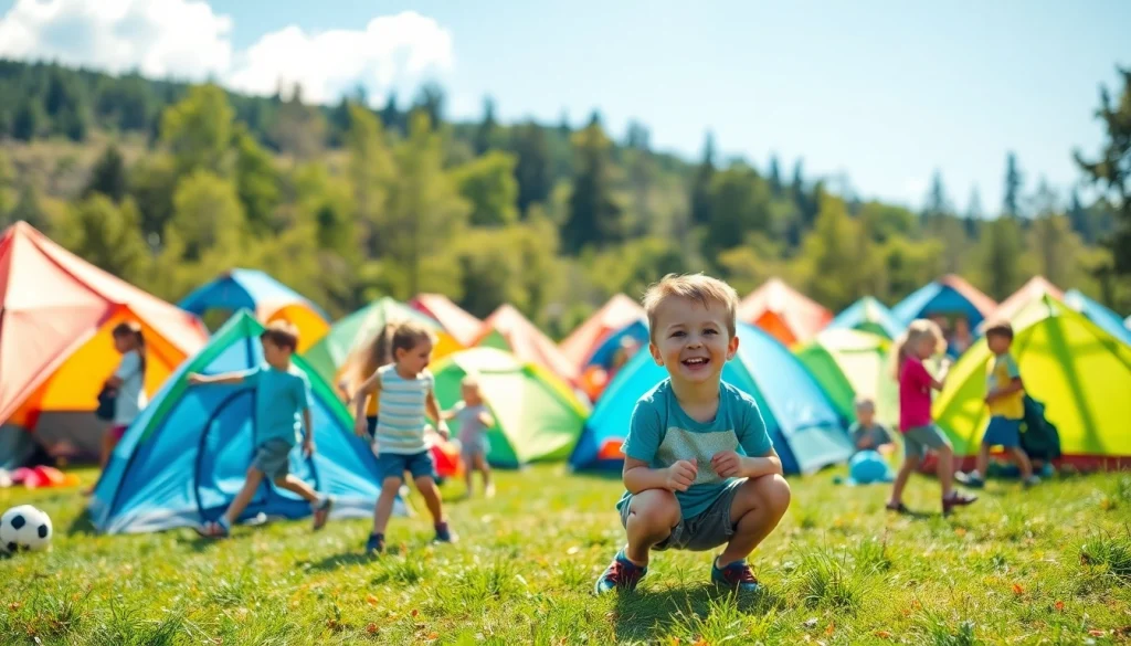 Children enjoying various activities at holiday camps in a vibrant outdoor setting.