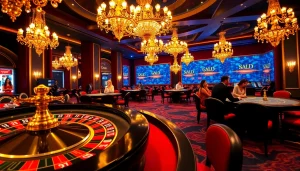 Experience thrilling gameplay strategies in html porn games amidst vibrant casino visuals.